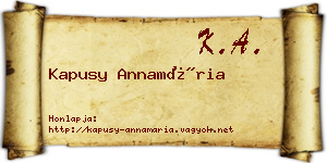 Kapusy Annamária névjegykártya
