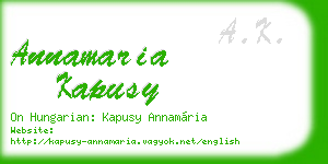annamaria kapusy business card